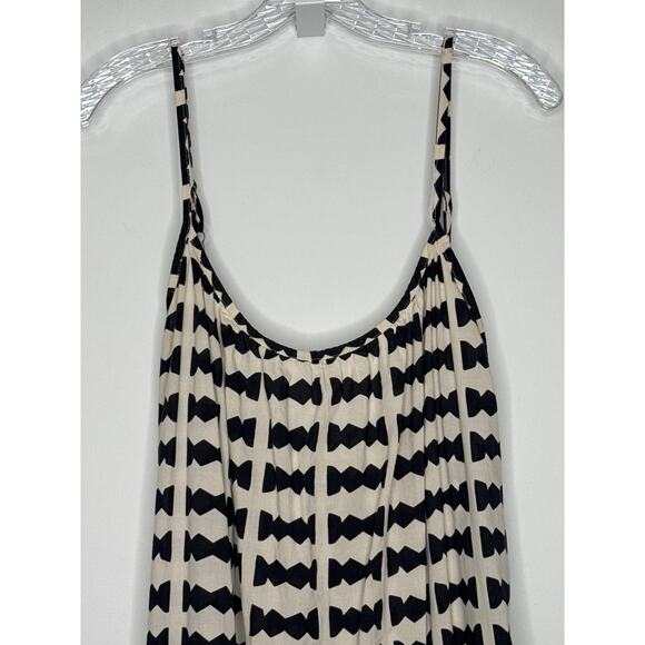 Bel Kazan Bow Print Maxi Dress Black White Ruffle Hem Boho Resort large - Picture 5 of 16